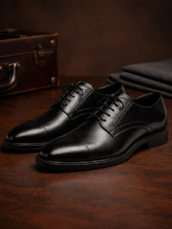 Exclusive Siyah Hakiki Deri Oxford Ayakkabı