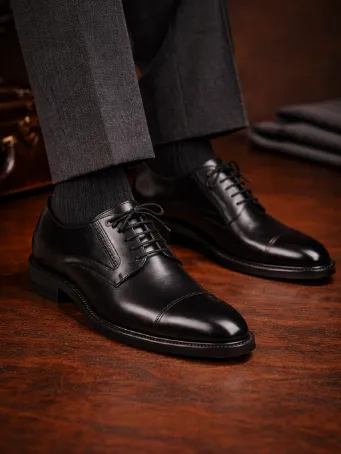 Exclusive Siyah Hakiki Deri Oxford Ayakkabı