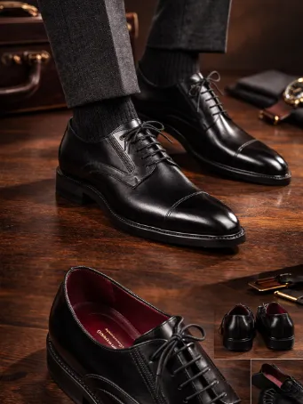 Exclusive Siyah Hakiki Deri Oxford Ayakkabı