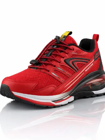 Kadın Kırmızı Air Tabanlı Spor Ayakkabı - Bağcıklı Günlük Yürüyüş Sneaker