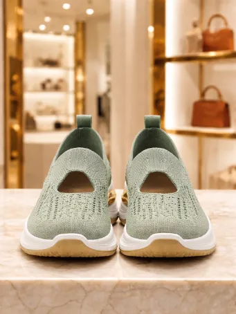 Kadın Triko Kalın Tabanlı Slip-On Günlük Ayakkabı - Çağla Yeşili