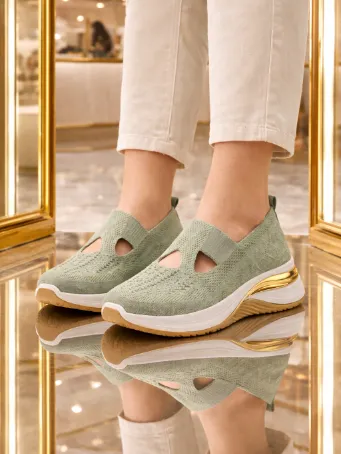 Kadın Triko Kalın Tabanlı Slip-On Günlük Ayakkabı - Çağla Yeşili