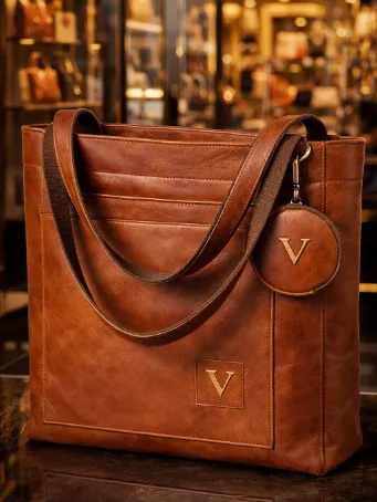 Kadın Taba Omuz Çantası - Büyük Hacimli Deri Görünümlü Shopper Tote