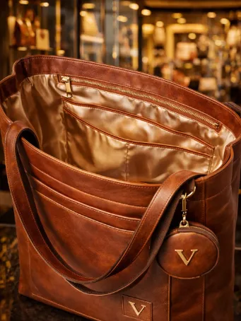 Kadın Taba Omuz Çantası - Büyük Hacimli Deri Görünümlü Shopper Tote