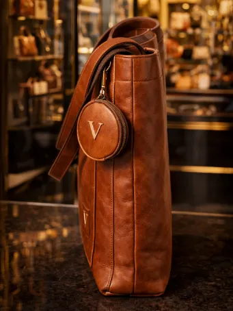 Kadın Taba Omuz Çantası - Büyük Hacimli Deri Görünümlü Shopper Tote