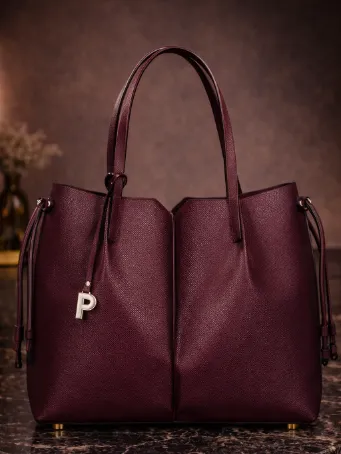Lüks Bordo Full-Grain Deri Omuz Çantası