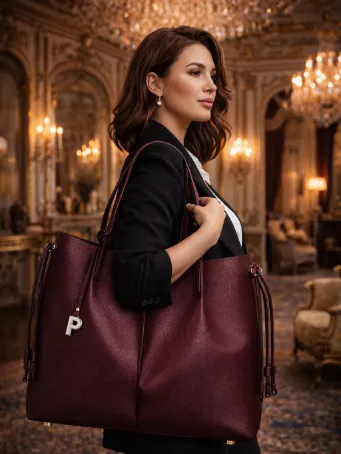 Lüks Bordo Full-Grain Deri Omuz Çantası