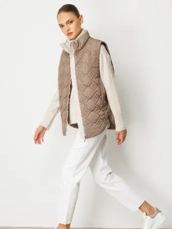 Kapitone Desenli Dik Yaka Kadın Şişme Yelek Model 5793