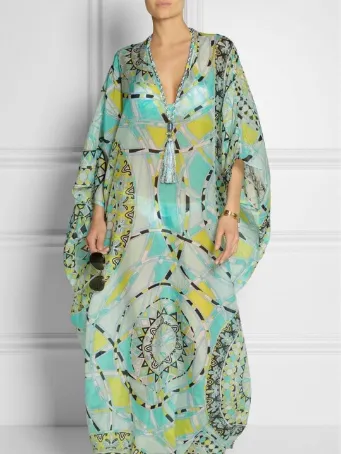 Mandala Desenli Kaftan Elbise