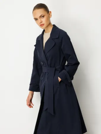 Kruvaze Uzun Kadın Trençkot Model 5817