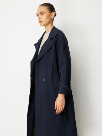 Kruvaze Uzun Kadın Trençkot Model 5817