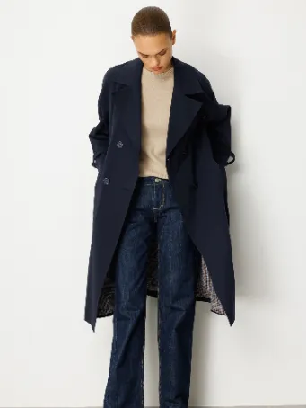 Kruvaze Uzun Kadın Trençkot Model 5817