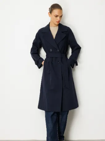 Kruvaze Uzun Kadın Trençkot Model 5817