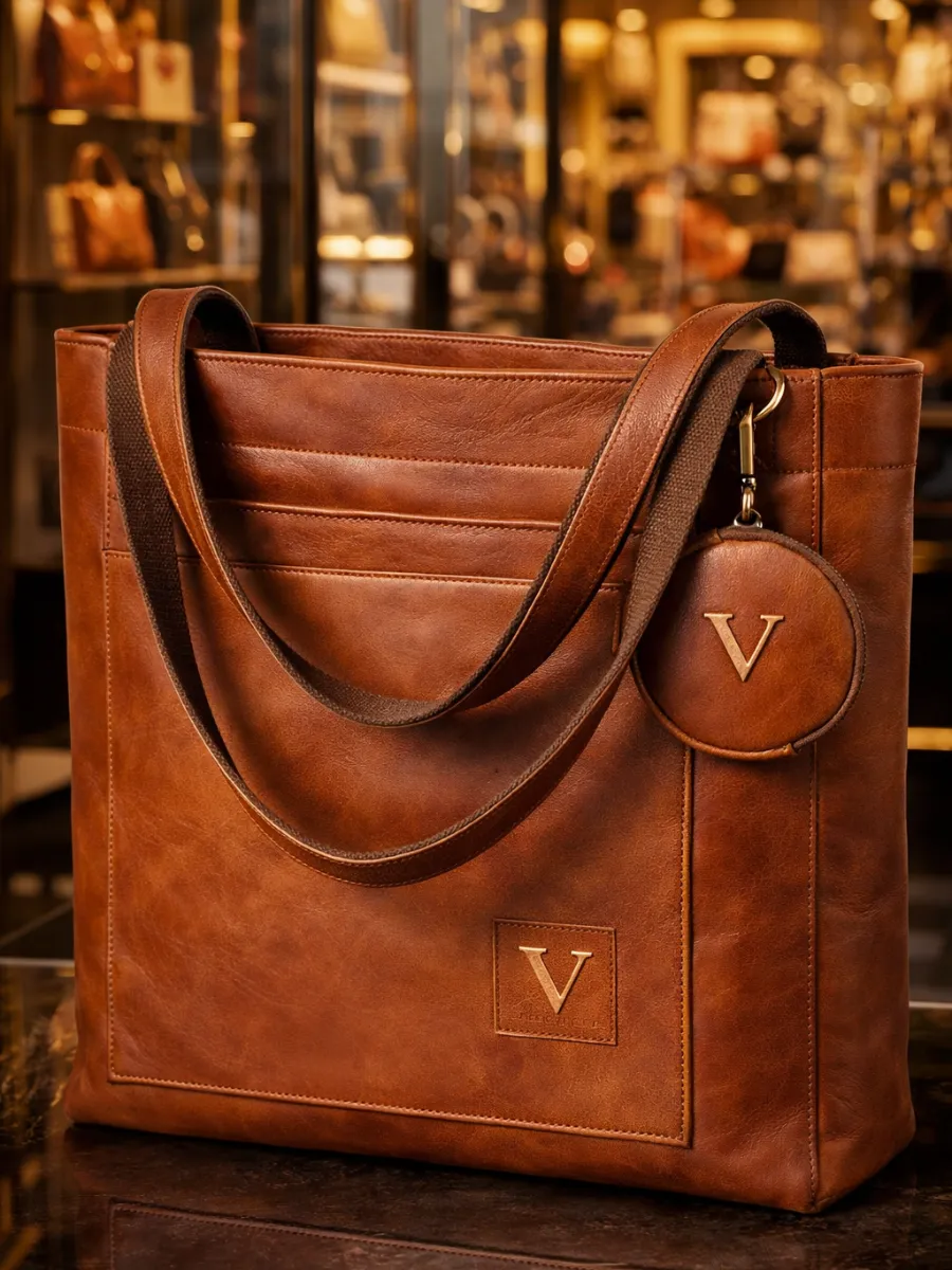 Kadın Taba Omuz Çantası - Büyük Hacimli Deri Görünümlü Shopper Tote