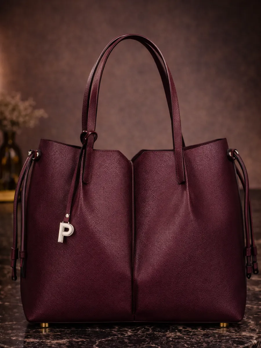 Lüks Bordo Full-Grain Deri Omuz Çantası