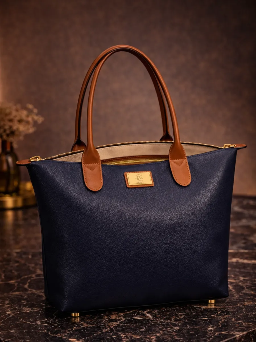 Navy Mavi Deri Çanta