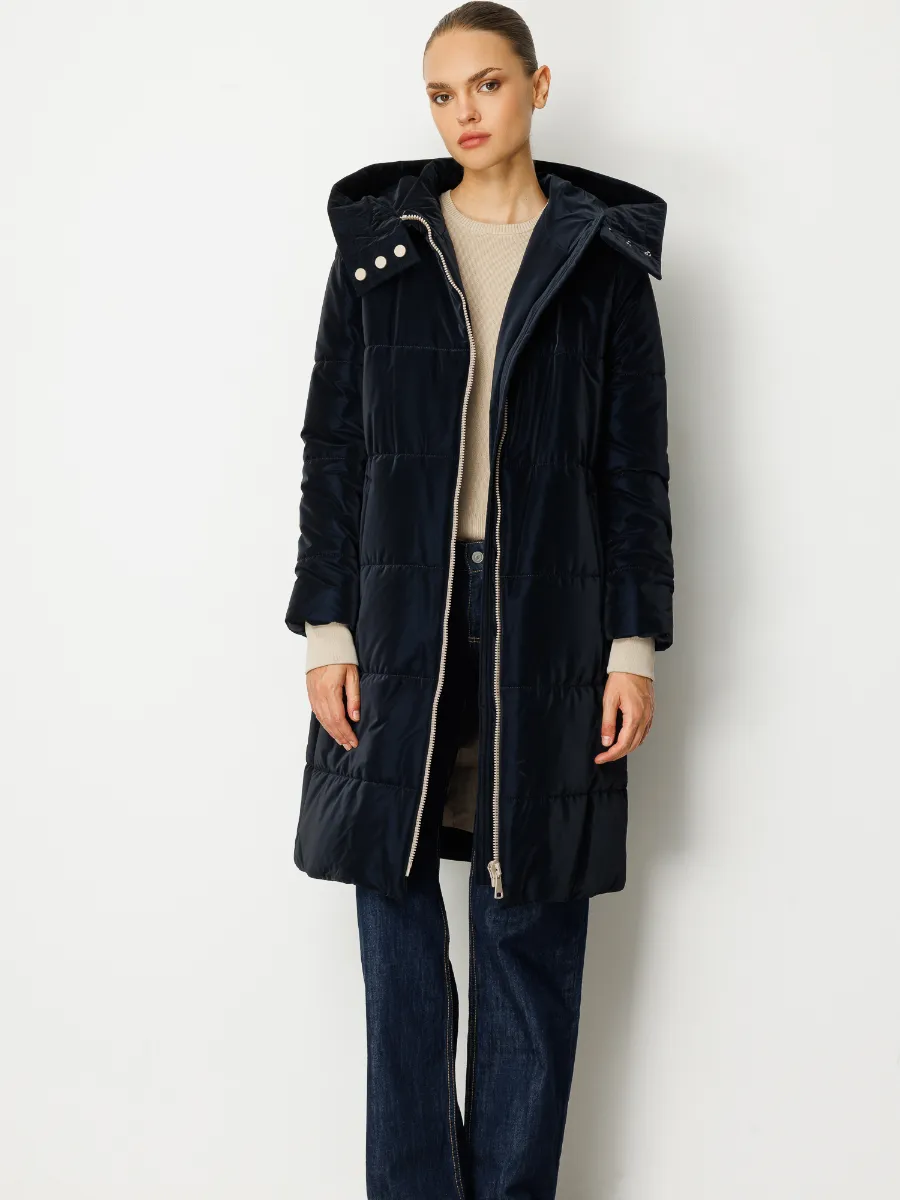 Kapüşonlu Uzun Kadın Şişme Mont Model 5755